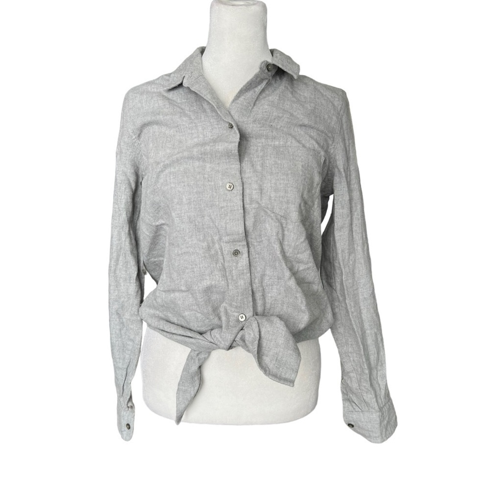 MADEWELL Flannel Front Tie Blouse - Picture 2 of 6